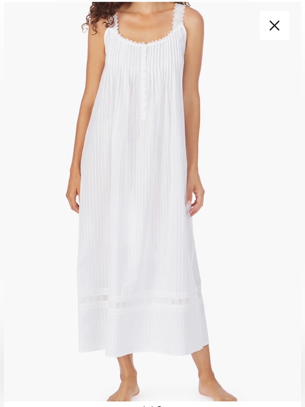 Eileen West Sleeveless Cotton Nightgown White Country Cottagecore Long Lace XL